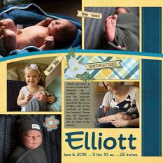 "Elliott" digital scrapbook layout showcases ScrapSimple Digital Layout Album Templates: Scrap It Monthly 5 Series 2
