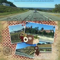 “Road Trip" digital scrapbook layout showcases Modern Rustic Alpha Mini