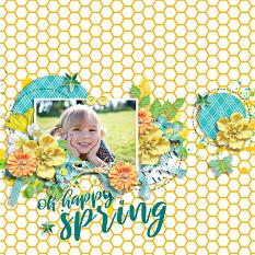 Oh Happy Spring layout using Colorful Spring Collection by HeartMade Scrapbook