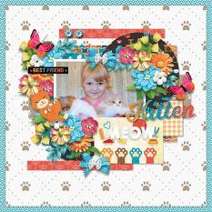 Layout using Furry friends - Meow by HeartMade Scrapbook