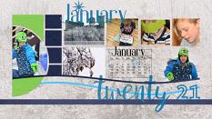 “January Desktop" digital scrapbook layout features Brush Set: Calendar Months Biggie