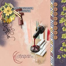 "Cabernet" digital scrapbook layout features Grape and Wine Alpha Biggie