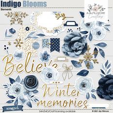 Indigo Blooms Digital Scrapbooking Elements by Aja Fillmore Creations