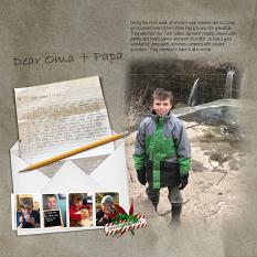 “Dear Oma + Papa" digital scrapbook layout features SSPaper Templates: Document It