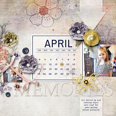 Digital Scrapbooking layout "April Memories" by Amanda Fraijo-Tobin uses 2016 Calendar Brushes