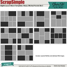 ScrapSimple Digital Layout Album Templates: 12x12 Messy Stitched Pocket Life 2