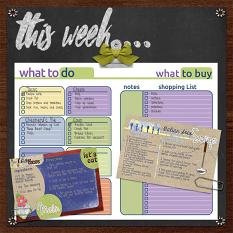 "This Week" digital scrapbook layout showcases the Gourmet Kitchen Planner Paper Mini
