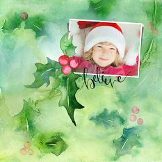 Layout using Watercolor Christmas Papers