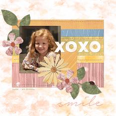 "XOXO" Digital Scrapbooking Layout by Cherise Oleson, using ScrapSimple Paper Templates: Painted Collage, Set 1