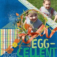 "Egg-Cellent" Easter digital scrapbooking layout sample by AFT Designs - Amanda Fraijo-Tobin #digiscrap #layoutinspiration #easter #spring