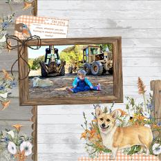 Layout using Farm Dogs Embellishment Mini by Angela Blanchard