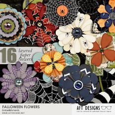Falloween Flowers #digitalscrapbooking Halloween inspired layered paper embellishments | aftdesigns.net #scrapbookg