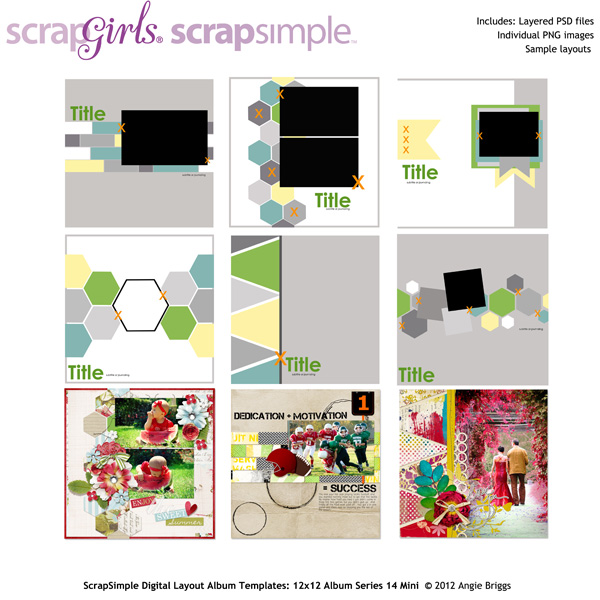 ScrapSimple Digital Layout Album Templates: 12x12 Album Series 14 Mini