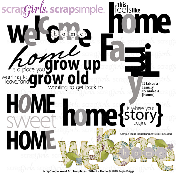 ScrapSimple Word Art Templates: Title It - Home