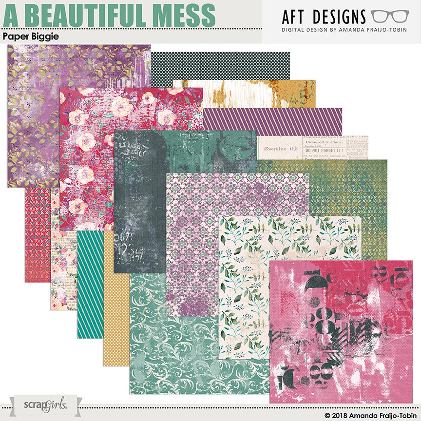 A Beautiful Mess #digitalscrapbooking Paper Biggie @ScrapGirls.com - by AFT Designs 