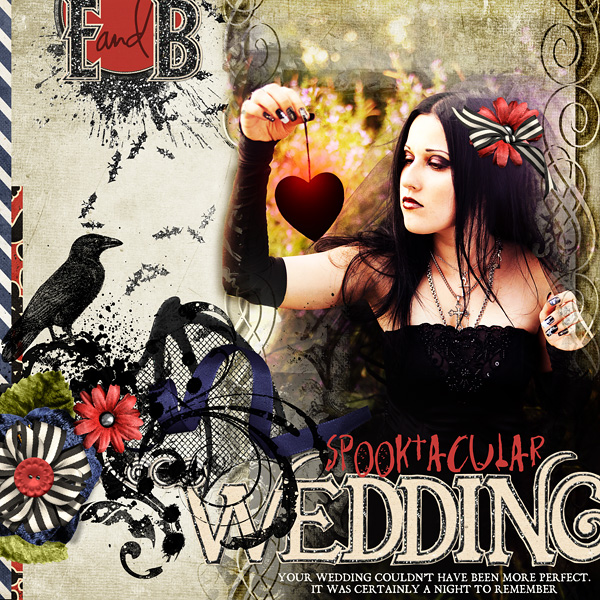 "Spooktacular Wedding" layout using Elegant Halloween Inspired Brush Set: Elegant Spook
