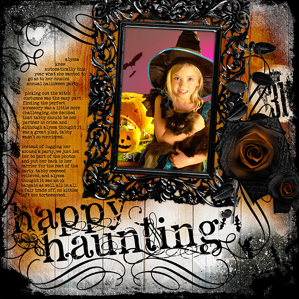 Digital Scrapbooking Layout "Happy Haunting" by Amanda Fraijo-Tobin (see supply list with links below)