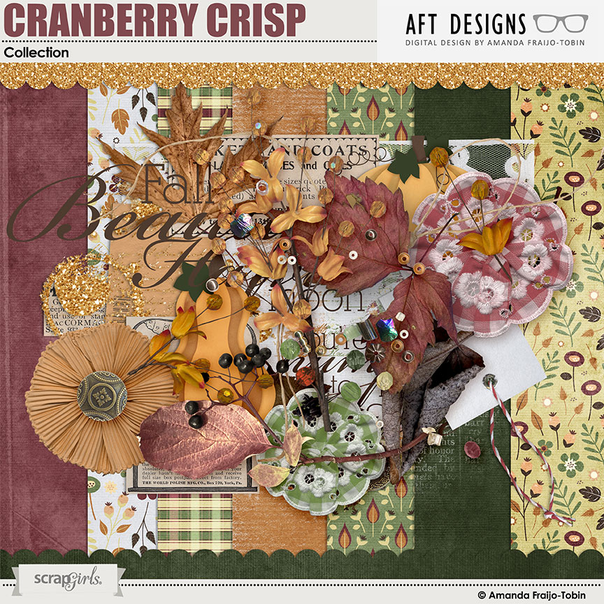 Cranberry Crisp #digitalscrapbooking Collection by AFT Designs - Amanda Fraijo-Tobin @ScrapGirls