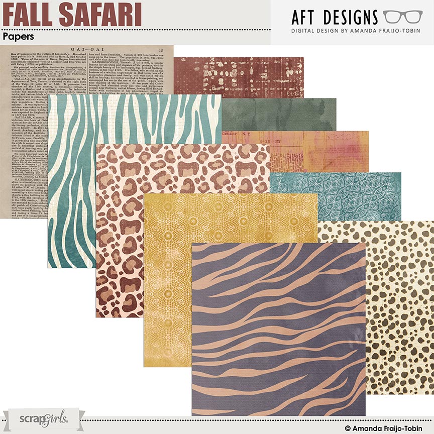 Fall Safari #digitalscrapbooking Papers by AFT Designs - Amanda Fraijo-Tobin