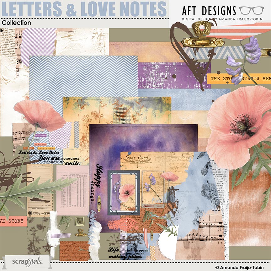 Letters and Love Notes #digitalscrapbooking Collection by AFT Designs - Amanda Fraijo-Tobin @ScrapGirls.com