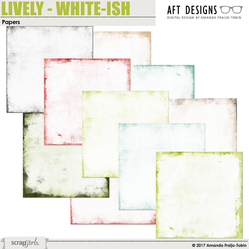 Lively White-ish Papers by AFT designs - Amanda Fraijo-Tobin @ScrapGirls.com | aftdesigns.net #digitascrapbook #papers #printables