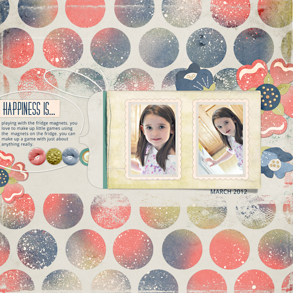 Digital Scrapbooking Layout "Happiness Is" by Amanda Fraijo-Tobin (see supply list with links below)