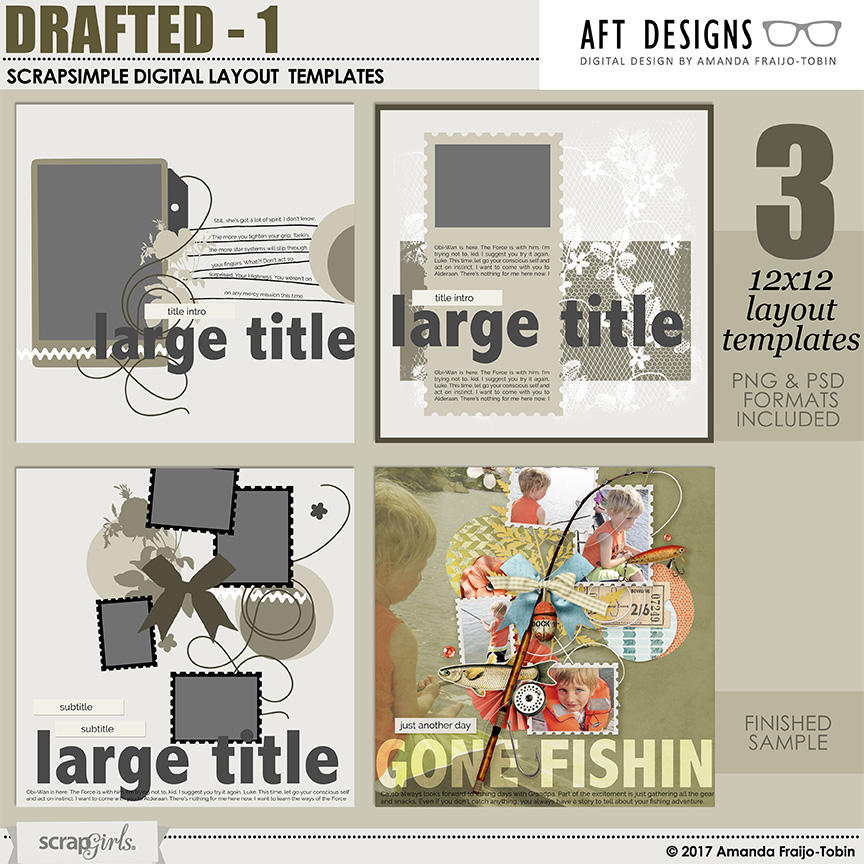 ScrapSimple Digital Layout Templates: Drafted 1 - by AFT designs | Amanda Fraijo-Tobin @ScrapGirls.com #scrapbook #template #photoshop #memorybook