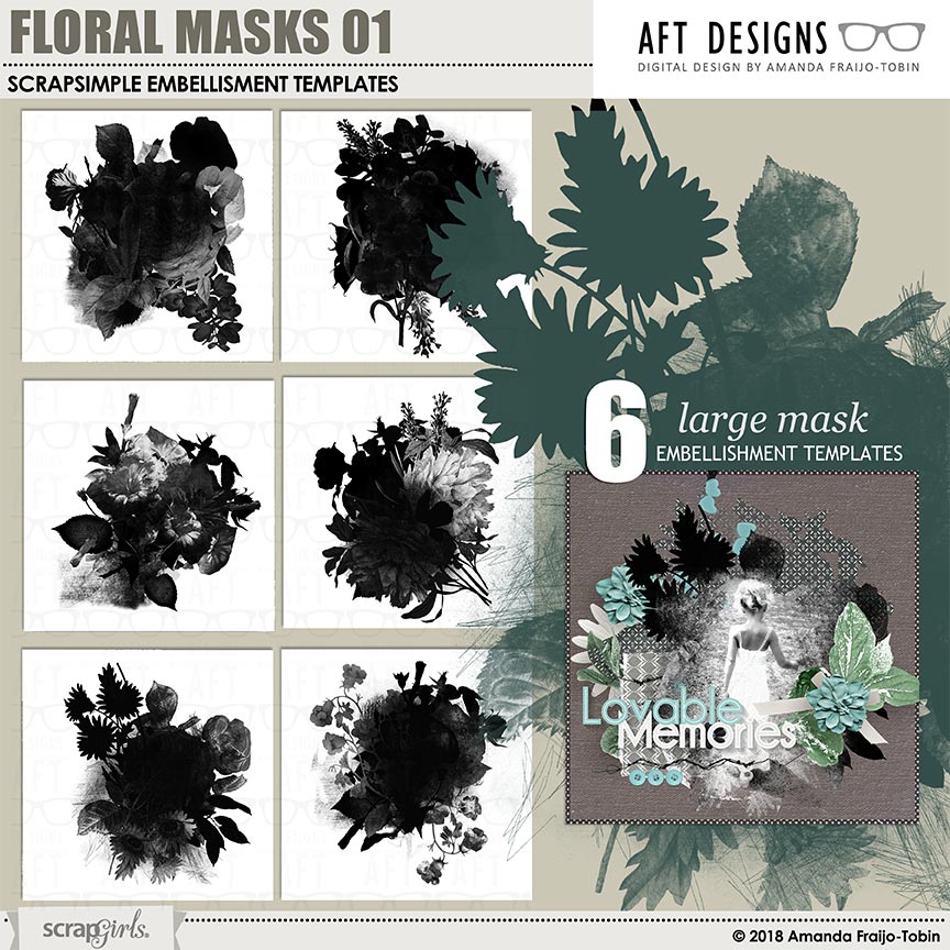 ScrapSimple Embellishment Templates: Floral Masks 01 @ScrapGirls.com by AFT Designs - Amanda Fraijo-Tobin
