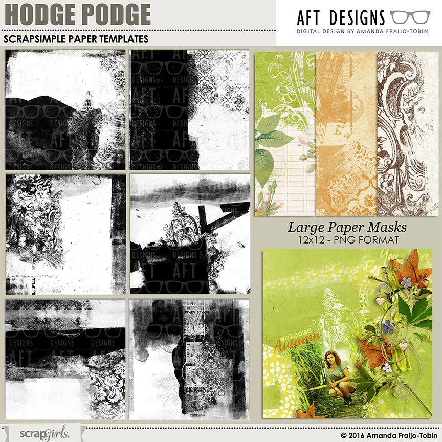 #digitalscrapbooking blending Paper Templates: Hodge Podge 1 - Created blended photo backgrounds, personalized printable papers and more | AFT designs 