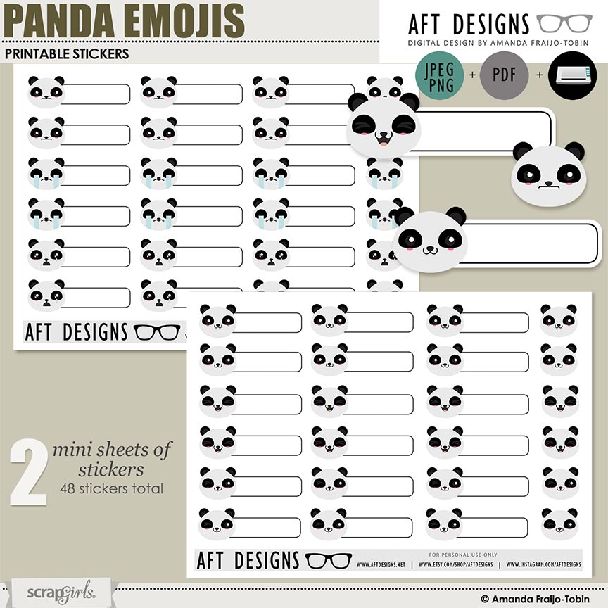Stickers: Panda Emotions by AFT Designs - Amanda Fraijo-Tobin @ScrapGirls.com