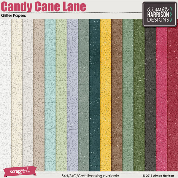 Candy Cane Lane Glitter Papers