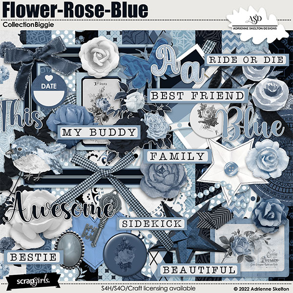 Flower Rose Blue Collection Biggie by Adrienne Skelton