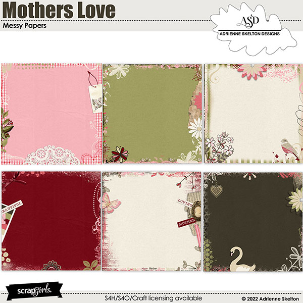 Mothers Love Messy Paper Pack by Adrienne Skelton Designs