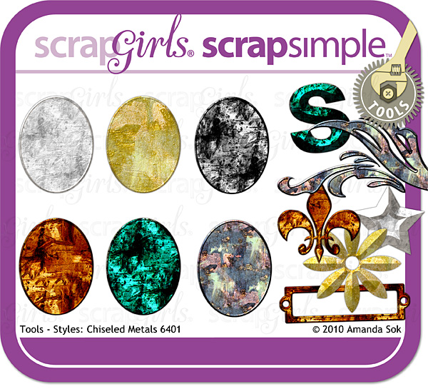 Sold Separately ScrapSimple Tools - Styles: Chiseled Metals 6401 - Commercial License (link to product below)