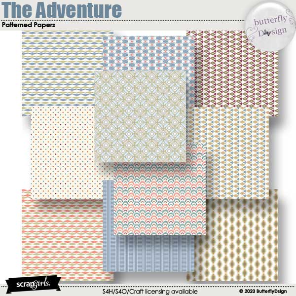 The Adventure patterned Papers 