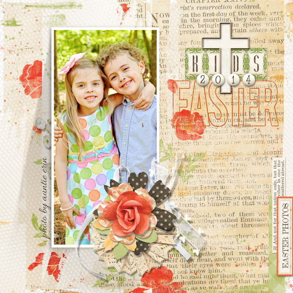 "Easter Kids" digital scrapbooking/photobook layout by Brandy Murry