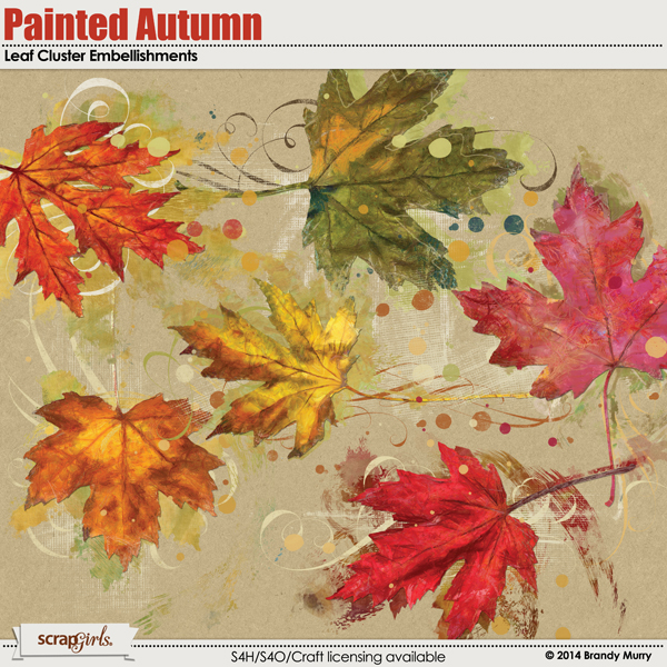 Painted Autumn Leaf Cluster Embellishment Mini