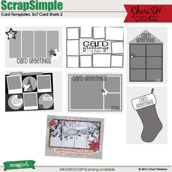 ScrapSimple Card Templates: 5x7 Card Shark 2