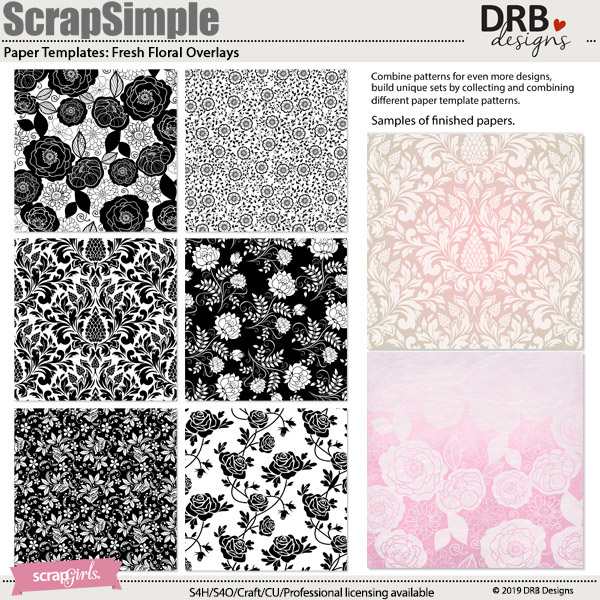 ScrapSimple Paper Templates: Fresh Floral Overlays
