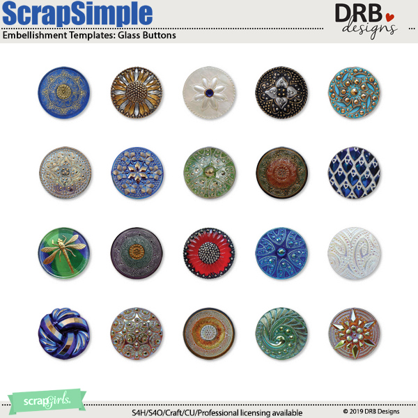ScrapSimple Embellishment Templates: Glass Buttons by DRB Designs
