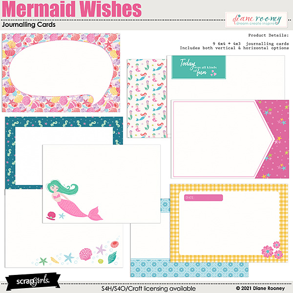 Mermaid Wishes Journalling Cards by Diane Rooney