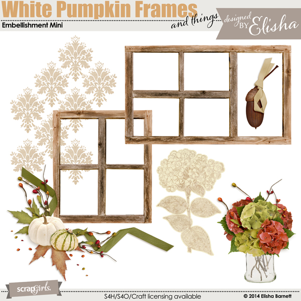 White Pumpkin Frames and Things Embellishment Mini