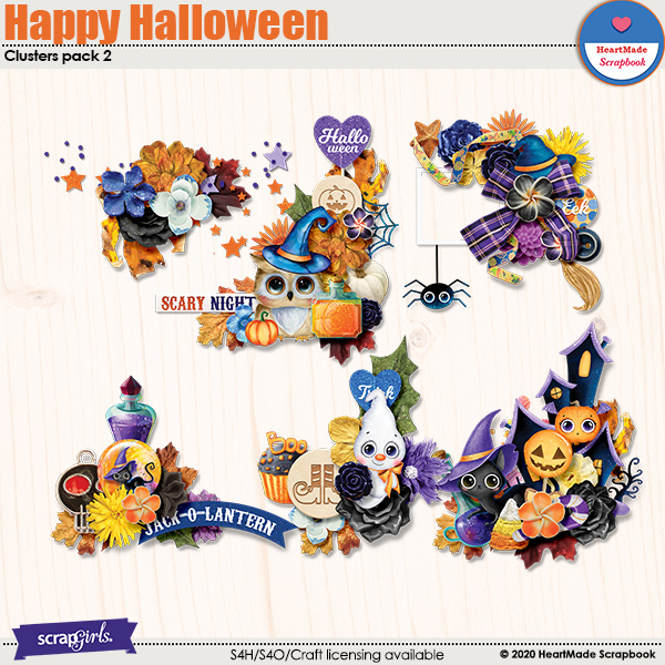Happy Halloween clusters pack 2 by HeartMade Scrapbook