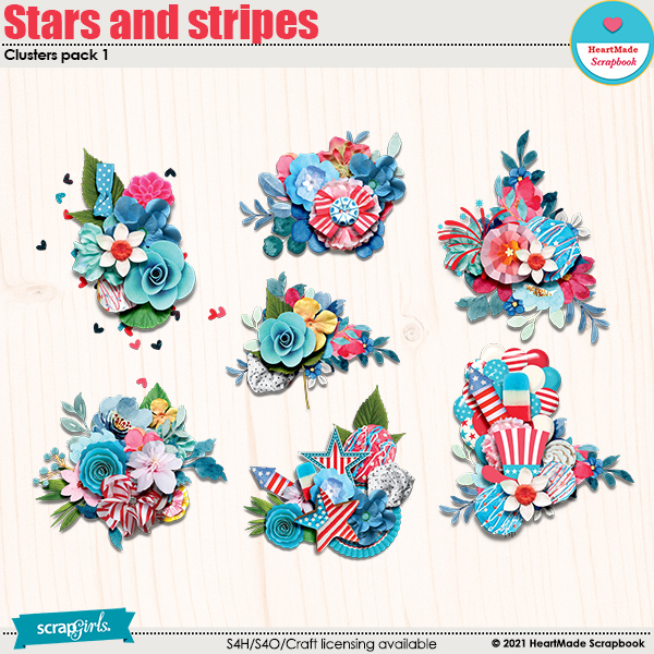 Stars And Stripes - clusters pack 1 by HeartMade Scrapbook