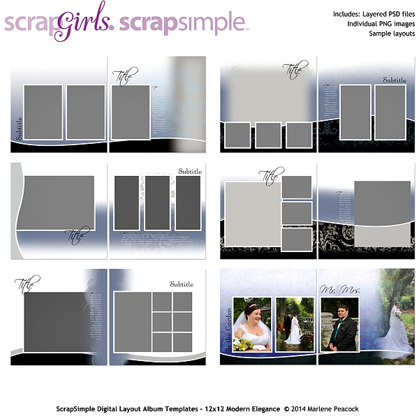 ScrapSimple Digital Layout Album Templates: 12x12 Modern Elegance