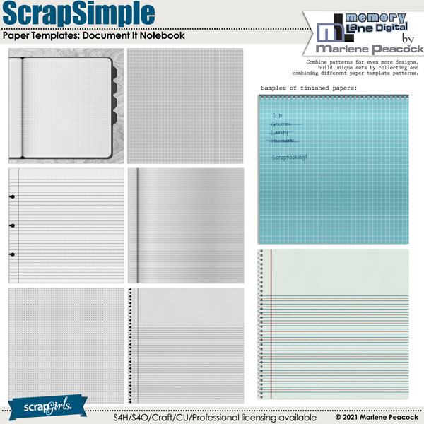 ScrapSimple Paper Templates: Document It Notebook