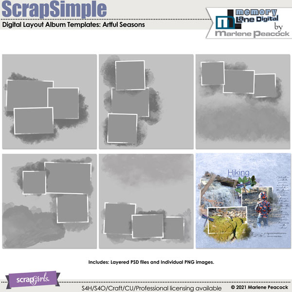 ScrapSimple Digital Layout Templates: Artful Seasons