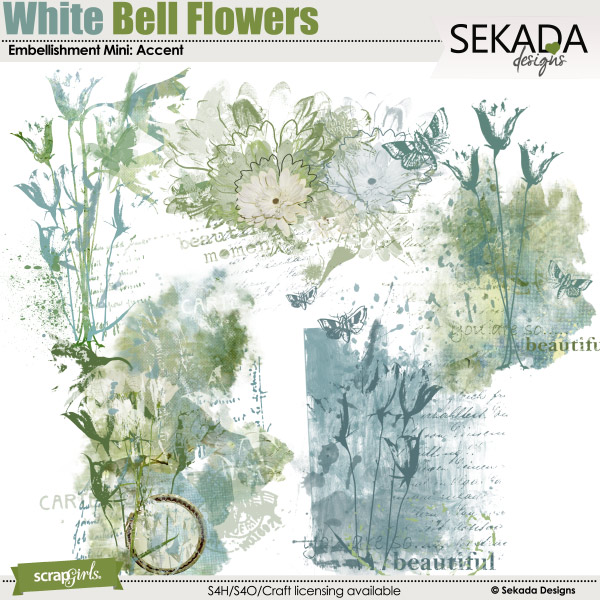 White Bell Flowers Embellishment Mini Accent
