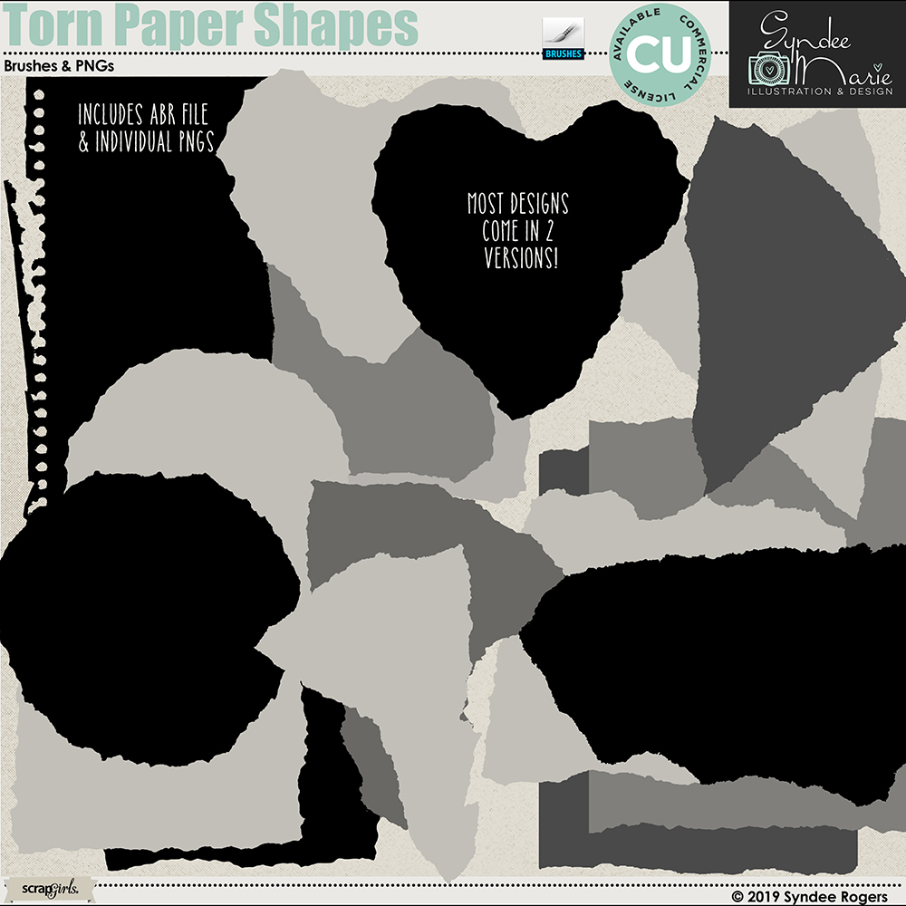 Torn Paper Shapes Brushes and PNGs