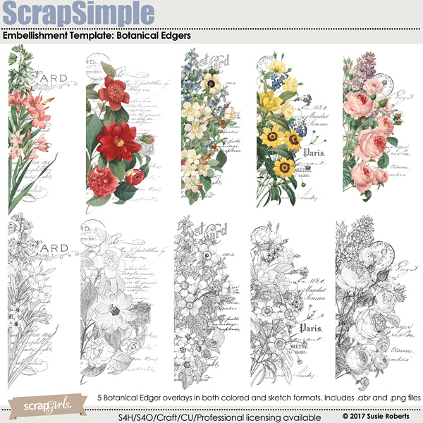 ScrapSimple Embellishment Templates: Botanical Edgers